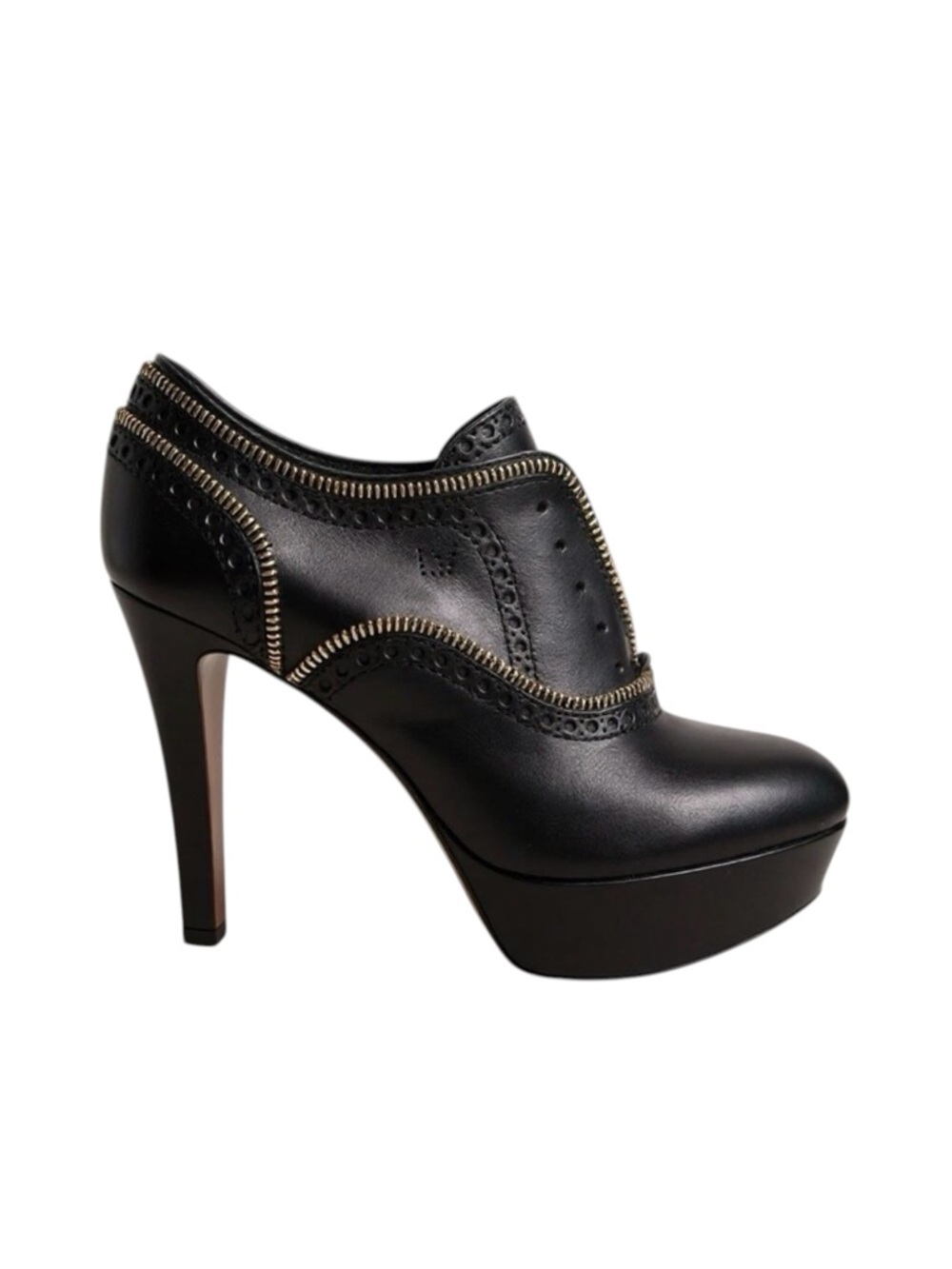 Louis Vuitton Heeled Platform Booties Black Leather Zipper Italy 37.5 EU 7.5 US